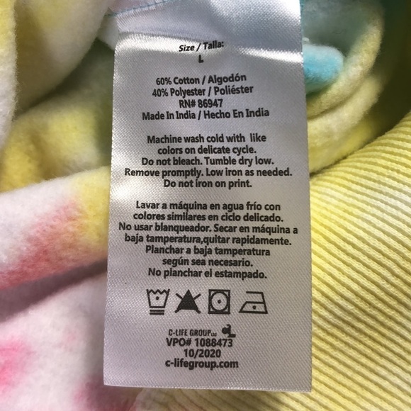 AC/DC  Multi-Color Tie Dye Long Sleeve Hoodie Sz L - Picture 10 of 10